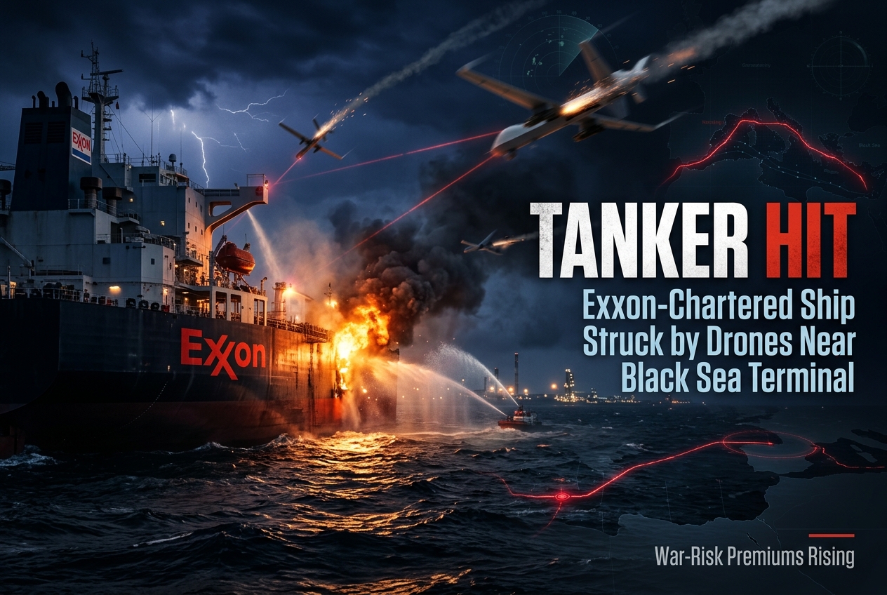 Drones Hit an Exxon-Chartered Tanker Near a Black Sea Terminal — Insurers Take Note