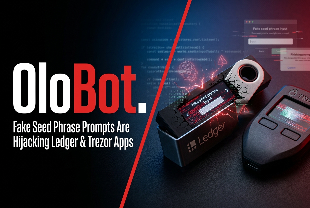 OkoBot Malware Is Injecting Fake Seed Phrase Prompts Straight Into Ledger and Trezor Apps